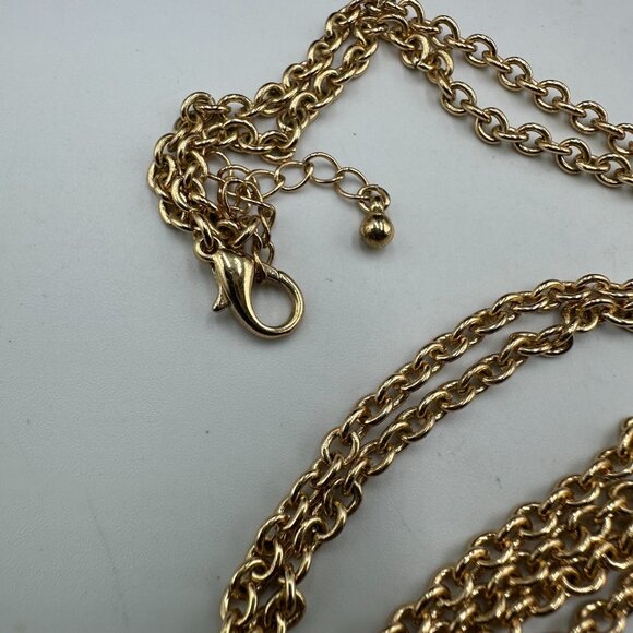 3/$30 Owl Pendant Necklace Gold Tone Multicolored Enamel Geometric Long Chain - Picture 6 of 12